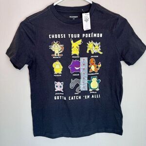 Old Navy Boys T-Shirt Black Pokemon Pikachu Sz Medium 8 Short Sleeve Crew Neck‎